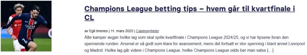 Champions League Betting Tips Hvem Gar Videre Til Kvartfinale
