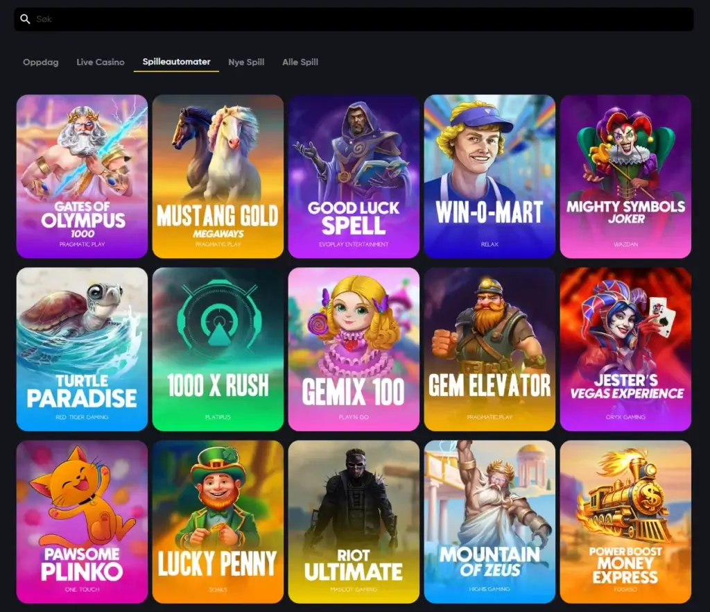 Spilleautomater hos Instant Casino