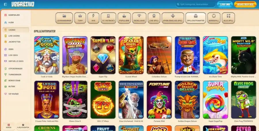 Spilleautomater du finner hos Vegasino
