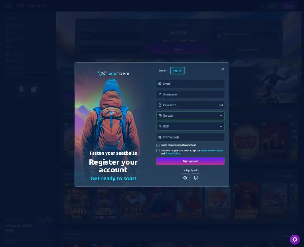 Wintopia Online Casino Opprett Konto