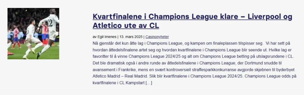 Kvartfinalene I Champions League