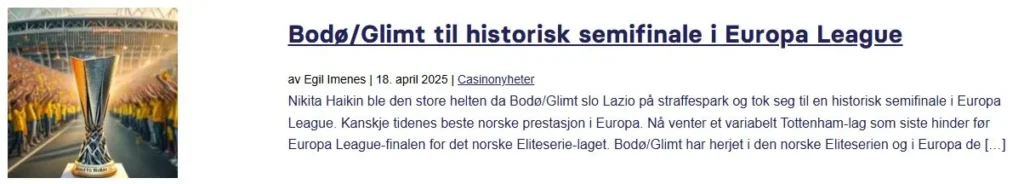 Bodo Glimt Historisk Semifinale