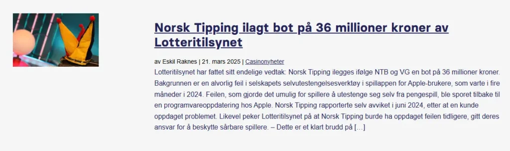 Norsk Tipping Artikkel
