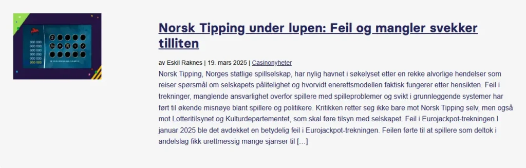 Norsk Tipping Artikkel