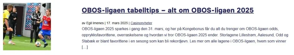 Obos Ligaen Tabelltips 2025