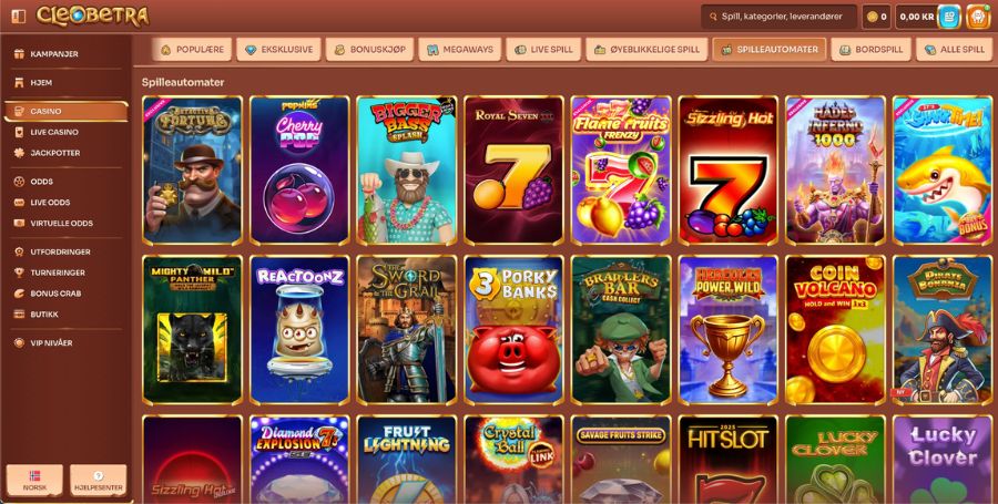 Spilleautomater du finner hos Cleobetra