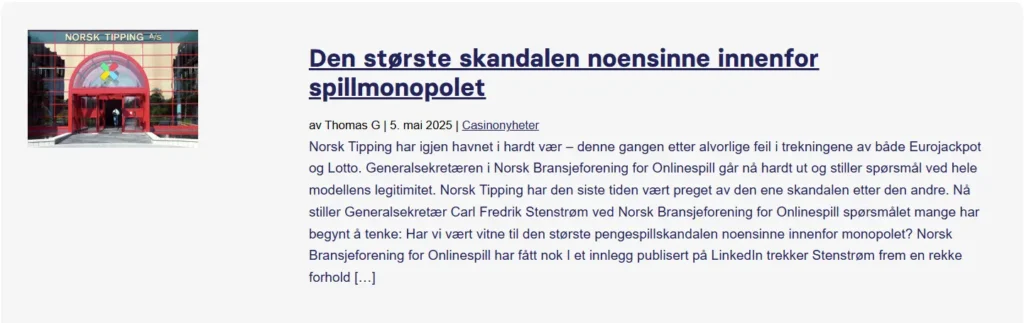 Norsk Tipping Skandale Snippet