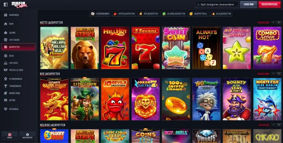 Jackpotspillene hos MafiaCasino
