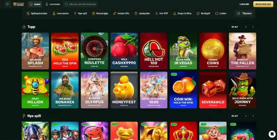 Spillutvalget i casinoet til Goldex Casino