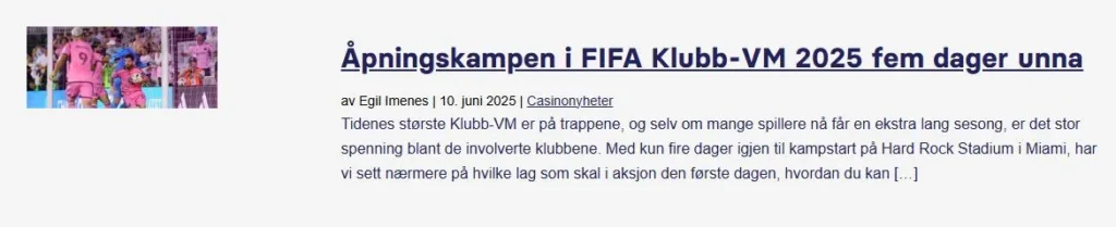 Apningskampen I Klubb Vm