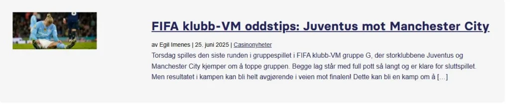 Klubb Vm Oddstips Juve Man City
