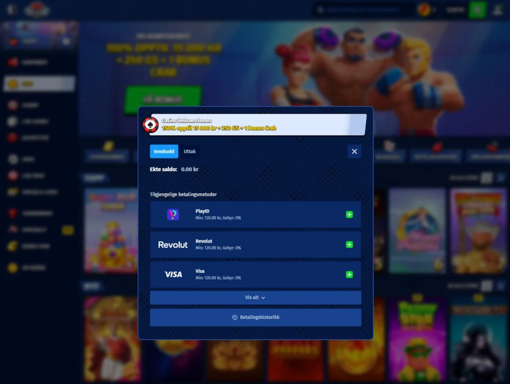 Gjør ditt første innskudd hos BigClash