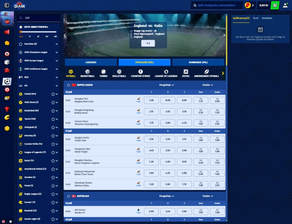 Sportsbetting hos BigClash