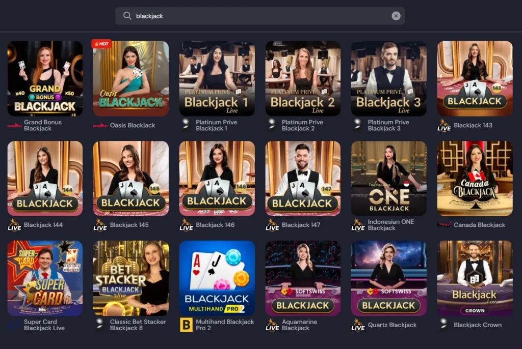 Blackjack hos Slotozen