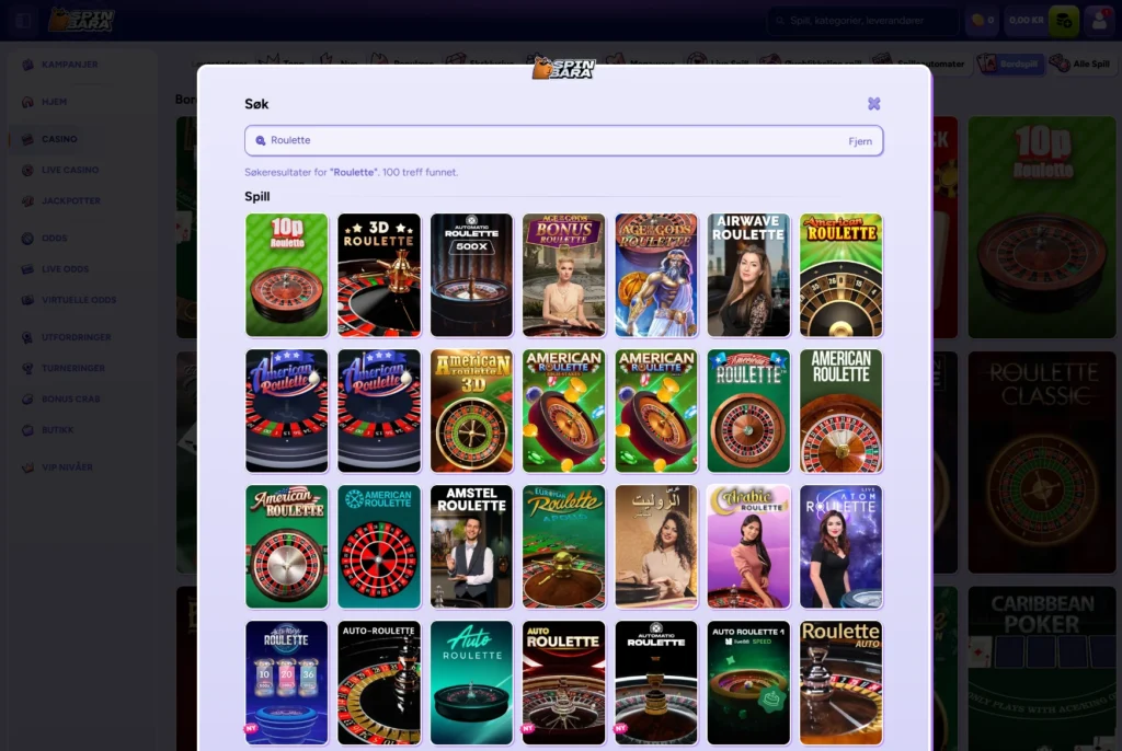 Roulette hos Spinbara