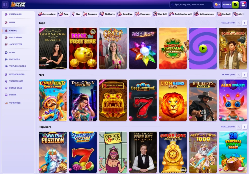 Spinbara Casino Spillutvalg