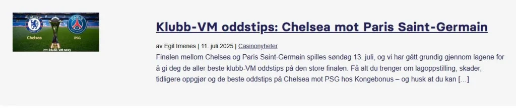 Klubb Vm Oddstips Finale