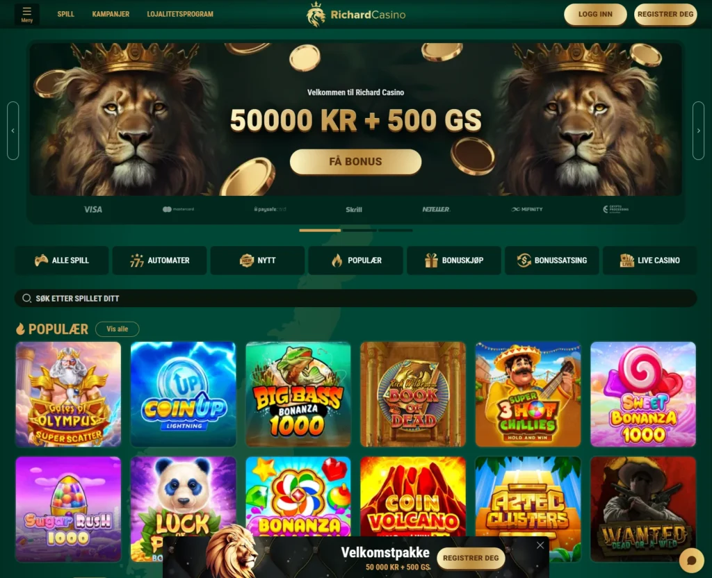 Besøk Richard Casino forside