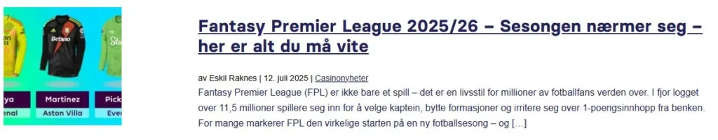Sesongstart Fantasy Premier League