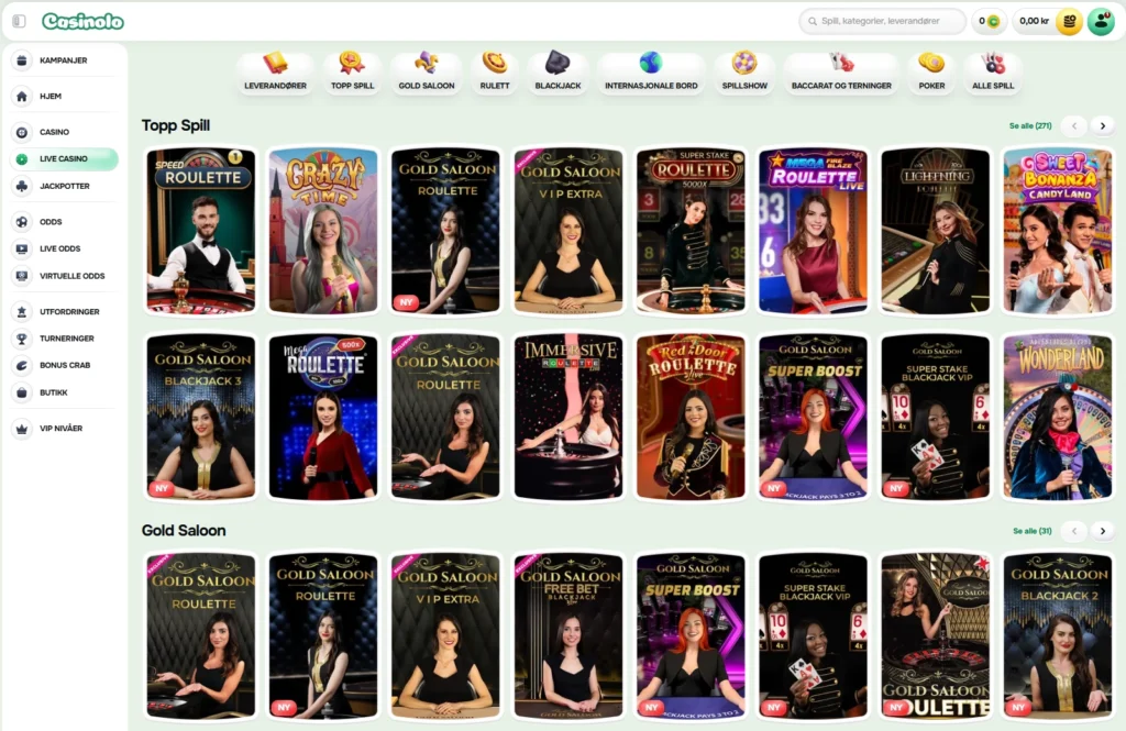 Live Casino hos Casinolo