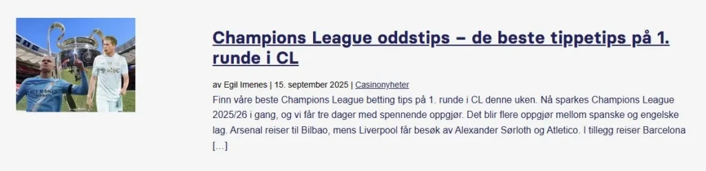 Champions League Oddstips Runde