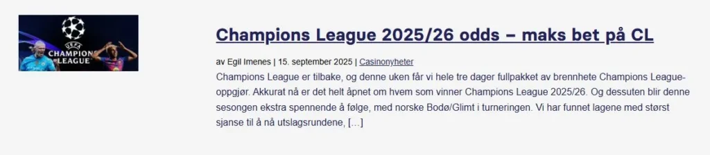 Champions League Sesongspill