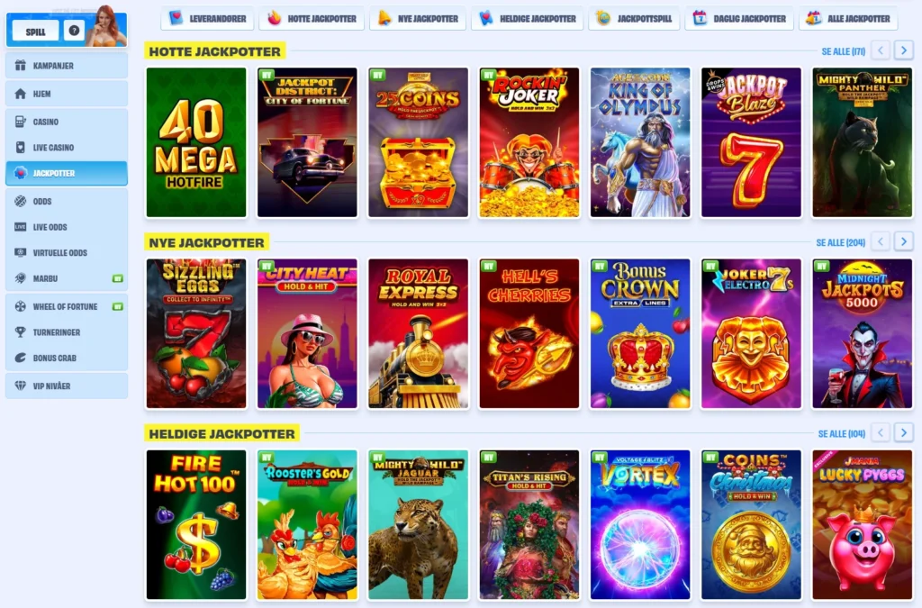 Jackpotspill hos Onlyspins