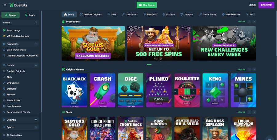 Spillutvalget i casinoet til Duelbits