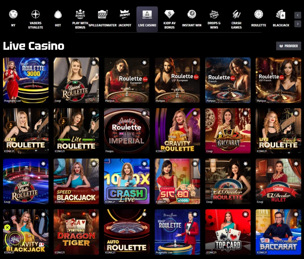 Live Casino hos Slotsvader