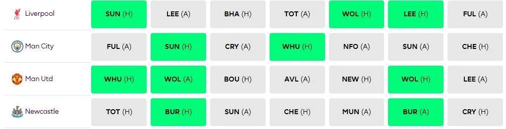 Liverpool Man City Man United Og Newcastle Fpl Gw 14