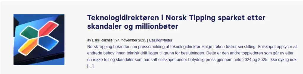 Teknoloigidirektor Norsk Tipping Sparket