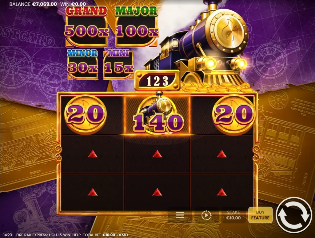 Hold & Win med gullmynter i Fire Rail Express